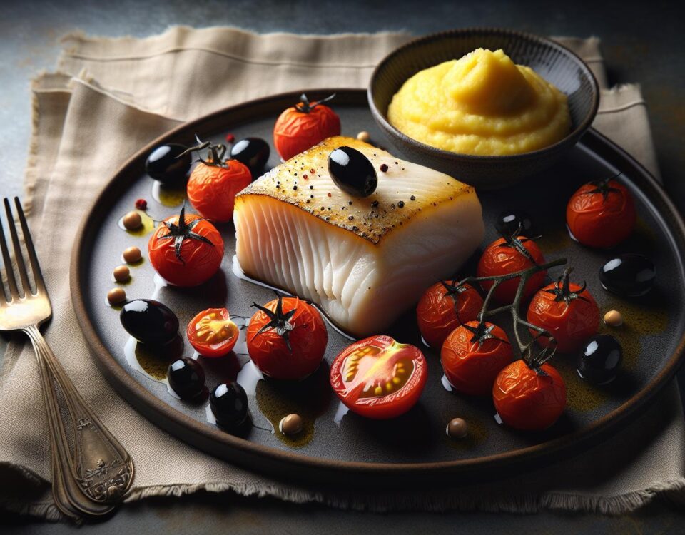 Receta Exquisita de Bacalao con Tomate y Aceitunas Acompañado de Polenta – Fácil y Rápido