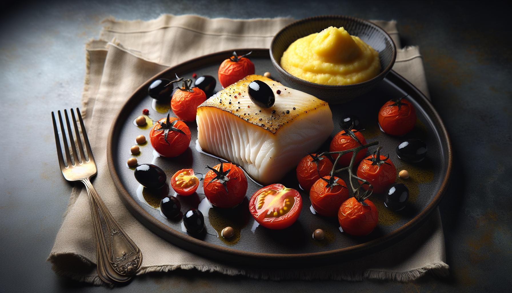Receta Exquisita de Bacalao con Tomate y Aceitunas Acompañado de Polenta – Fácil y Rápido