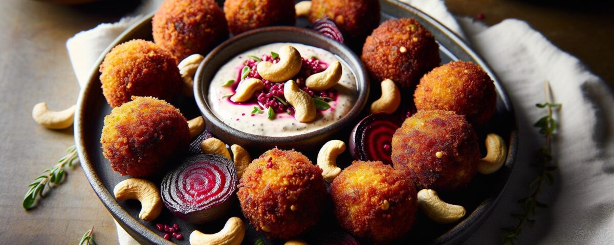 Receta Fácil de Croquetas de Remolacha y Anacardos con Salsa Tahini: Perfecta para Impresionar