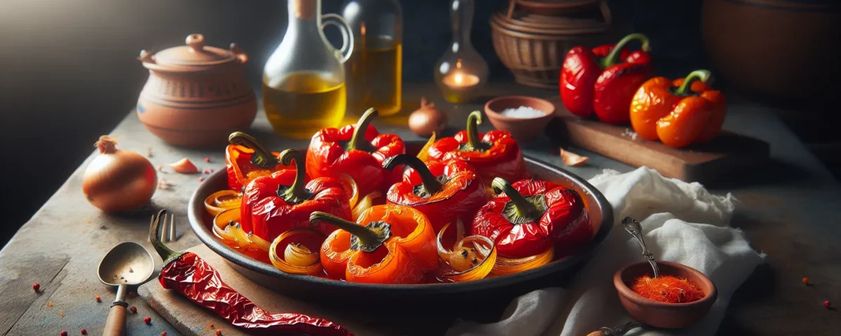 delicias mediterraneas desde espana pimientos rojos y cebolla al horno con toque de azafran recetas de cocina casera espanola para una dieta vegetariana vegana y sin gluten20240225043053 - Recetas de cocina 3 Bocados