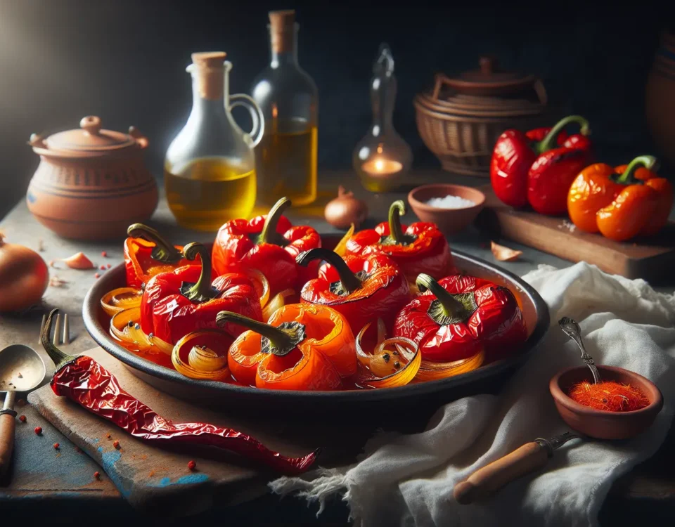 delicias mediterraneas desde espana pimientos rojos y cebolla al horno con toque de azafran recetas de cocina casera espanola para una dieta vegetariana vegana y sin gluten20240225043053 - Recetas de cocina 3 Bocados