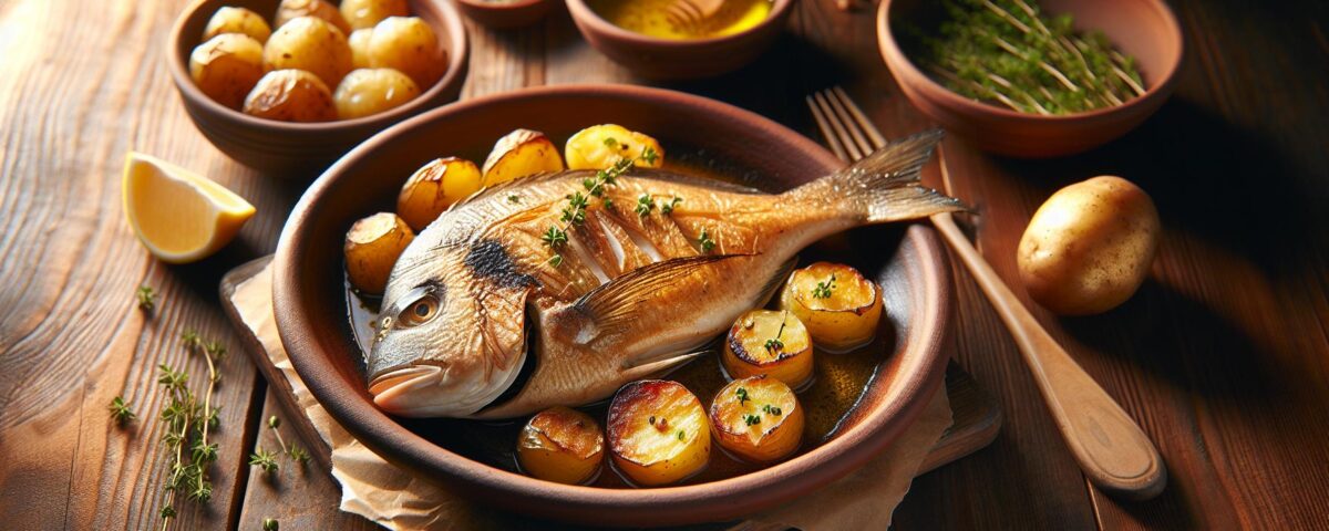 dorada al horno con patatas y aromaticas hierbas20240309174300 - Recetas de cocina 3 Bocados