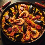 paella colorida al horno una receta mediterranea de arroz con marisco chorizo y azafran sabores de espana20240301093205 - Recetas de cocina 3 Bocados