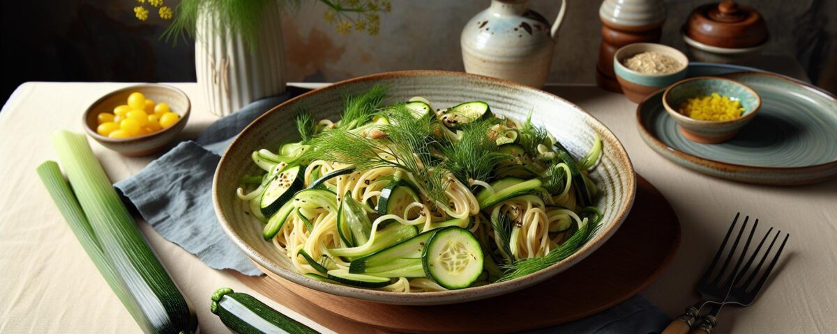 Receta Exquisita de Ensalada de Fideos con Hinojo y Calabacín – Ideal para Verano