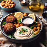 Falafel con salsa tahini en un plato