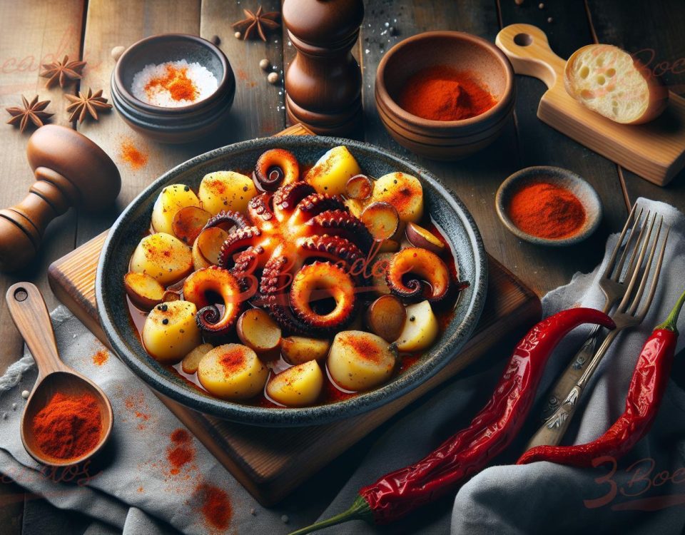 Plato de Pulpo a la Gallega servido tradicionalmente