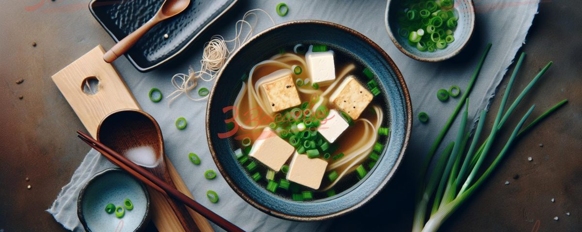 Bowl de Sopa de Miso con Tofu y cebolla verde